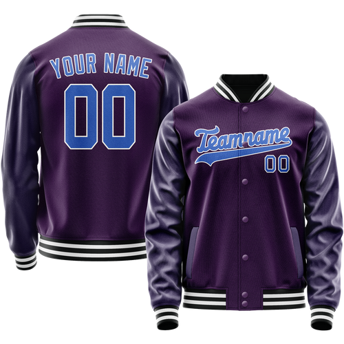 Custom Purple Teal Solid Color Varsity Letterman Jacket
