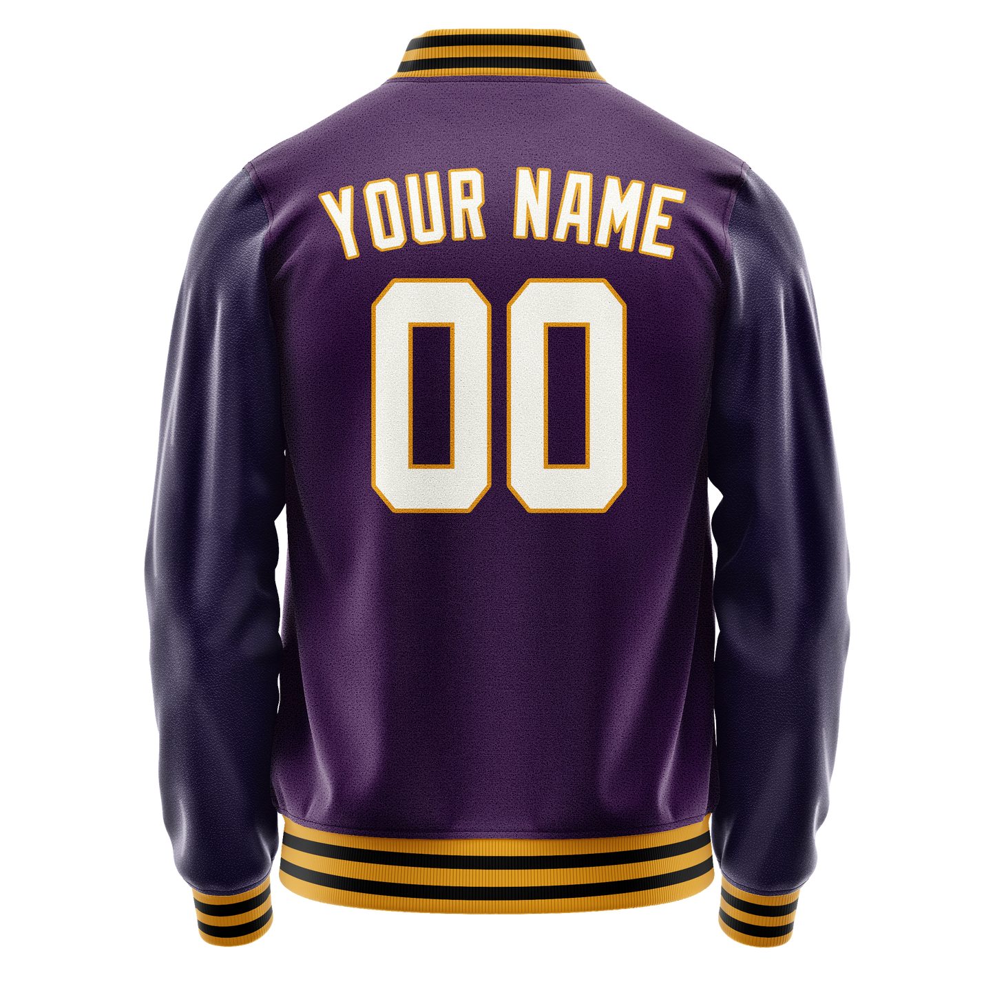 Custom Purple White Solid Color Varsity Letterman Jacket