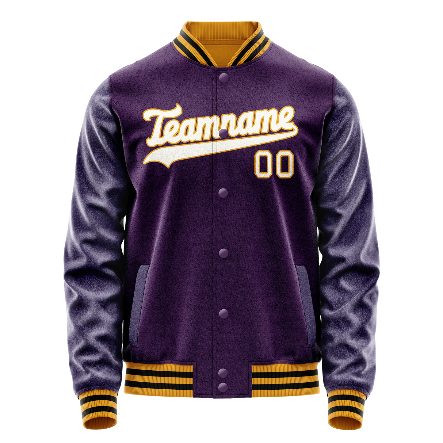 Custom Purple White Solid Color Varsity Letterman Jacket