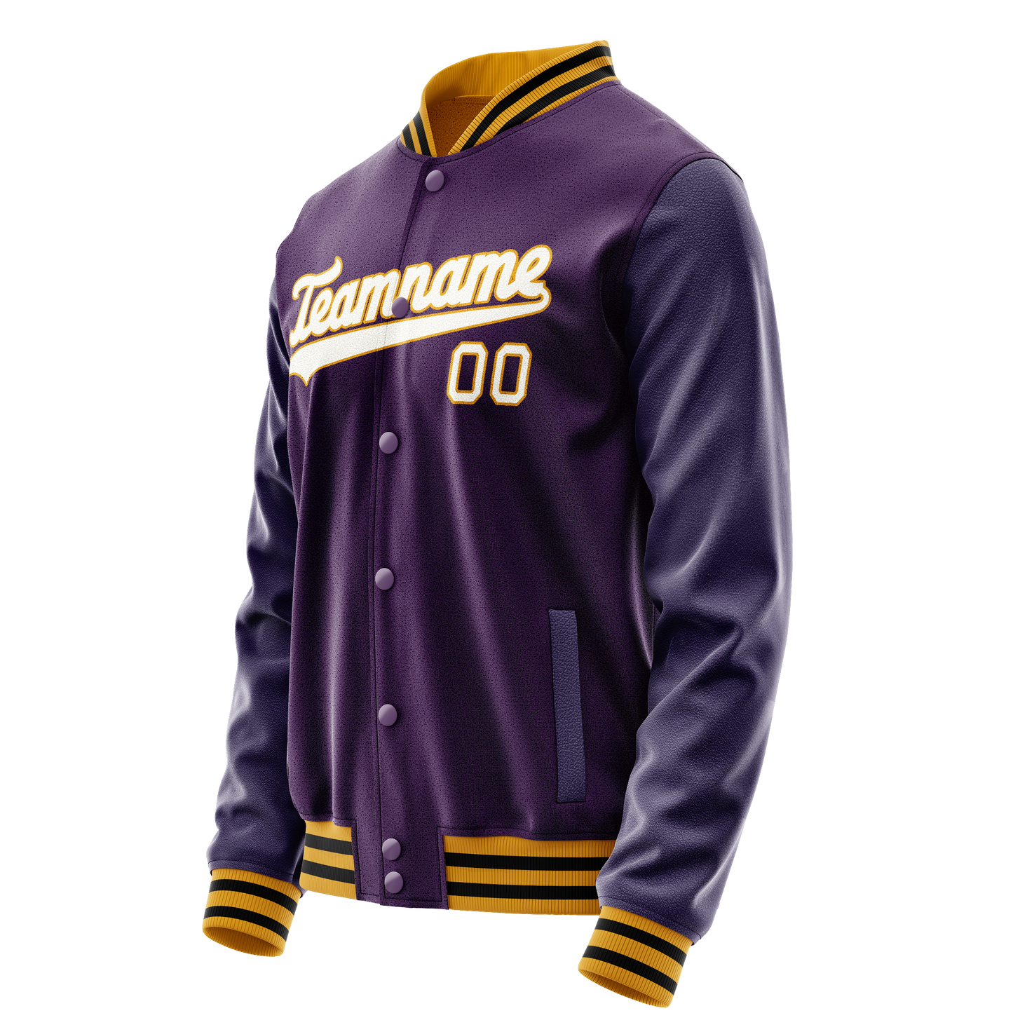 Custom Purple White Solid Color Varsity Letterman Jacket