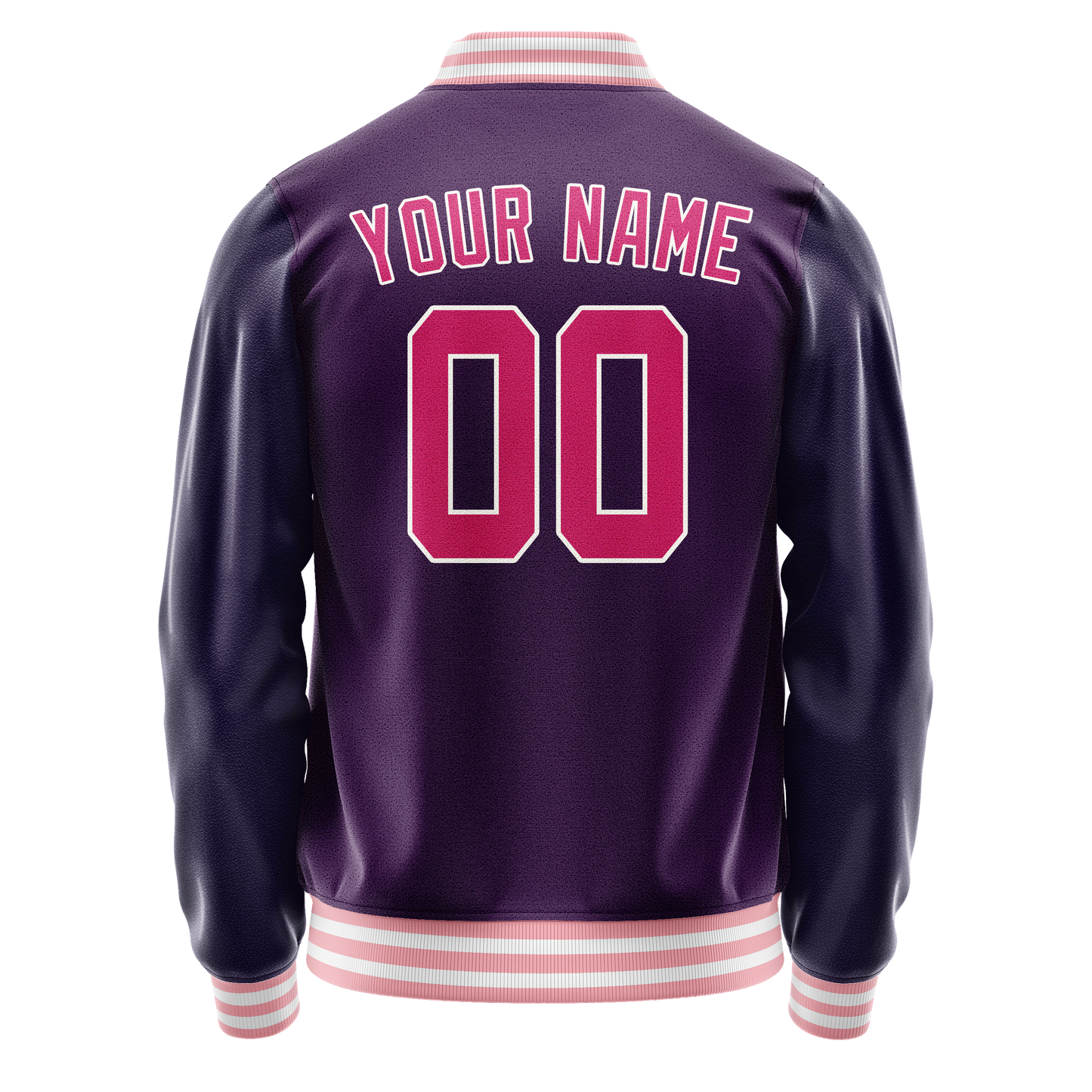 Custom Purple Pink Solid Color Varsity Letterman Jacket