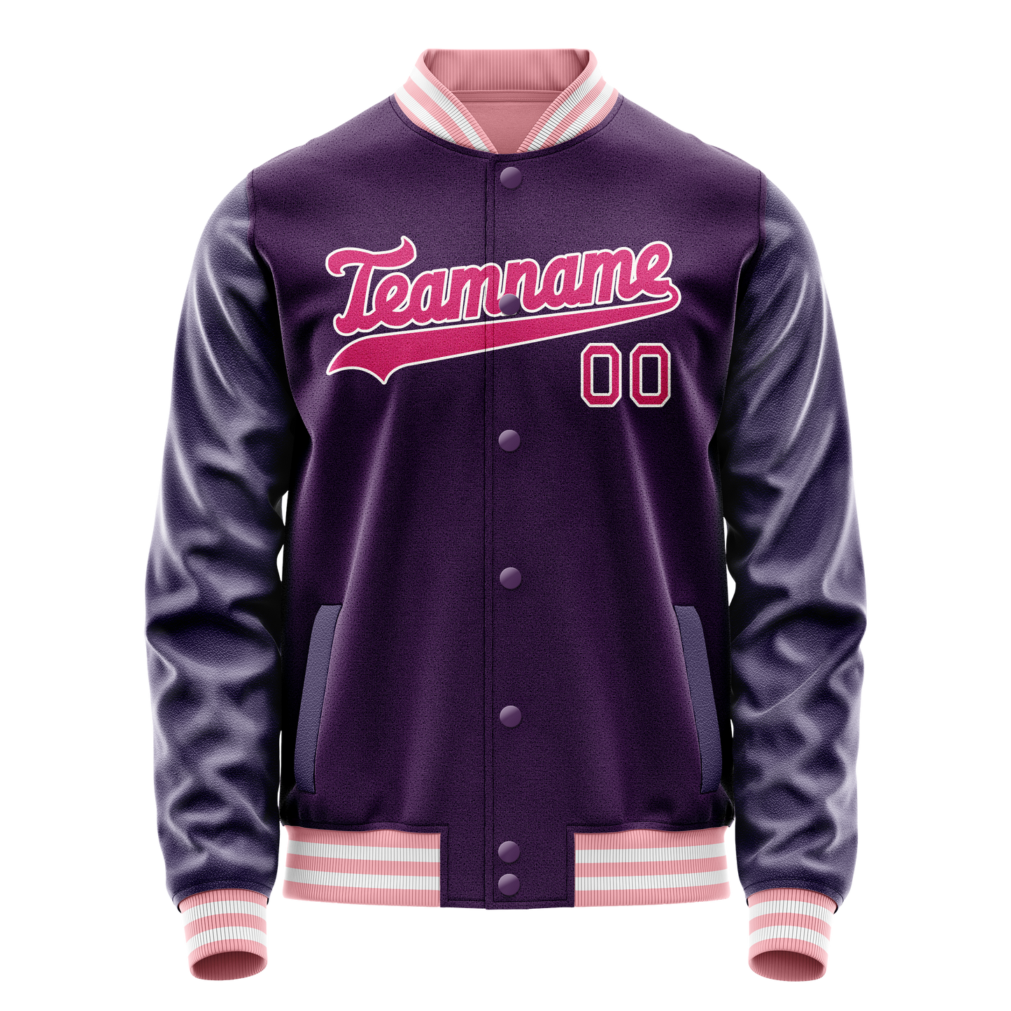 Custom Purple Pink Solid Color Varsity Letterman Jacket