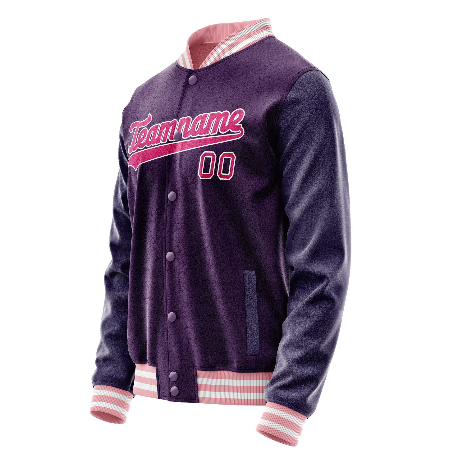Custom Purple Pink Solid Color Varsity Letterman Jacket
