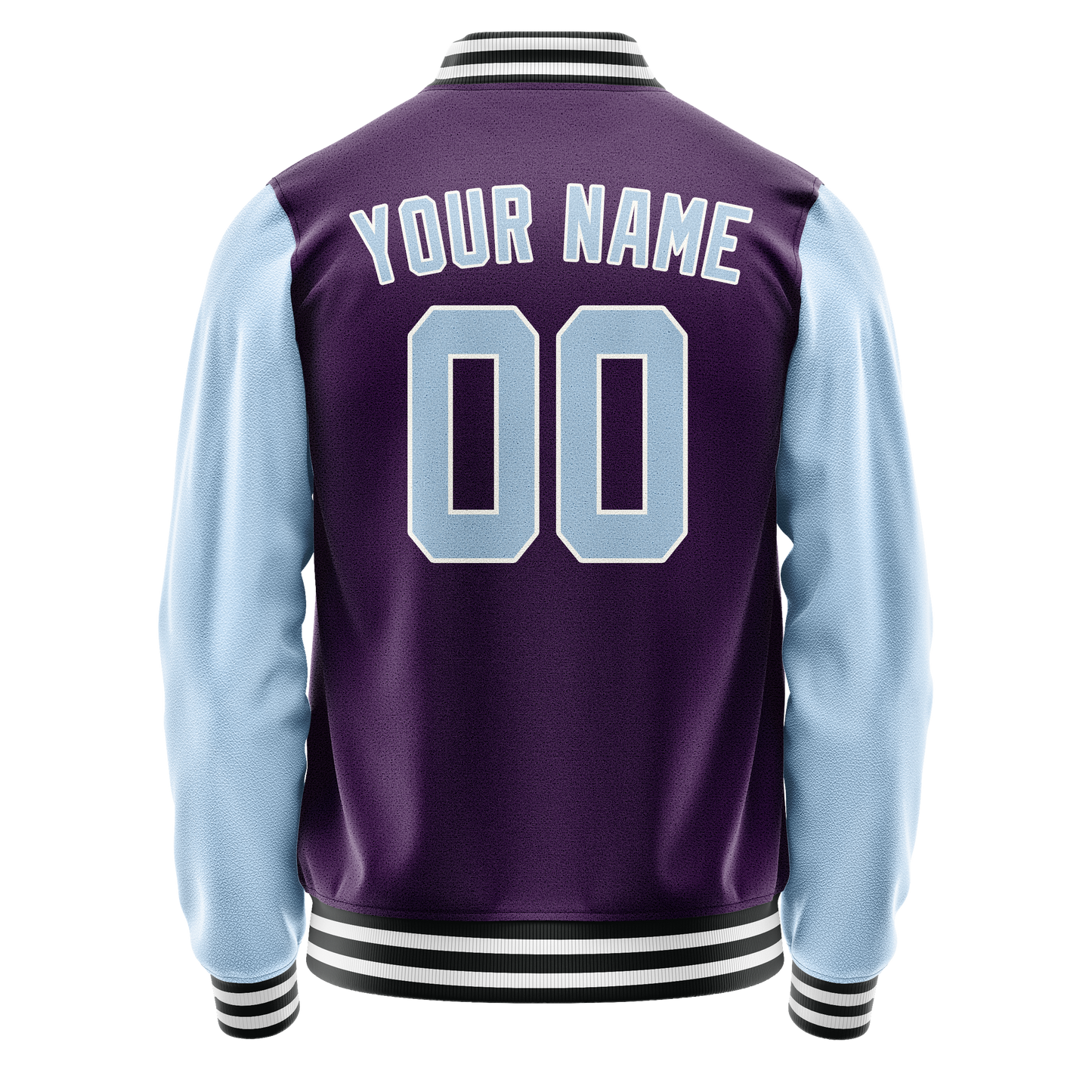 Custom Purple Light-Blue Solid Color Varsity Letterman Jacket