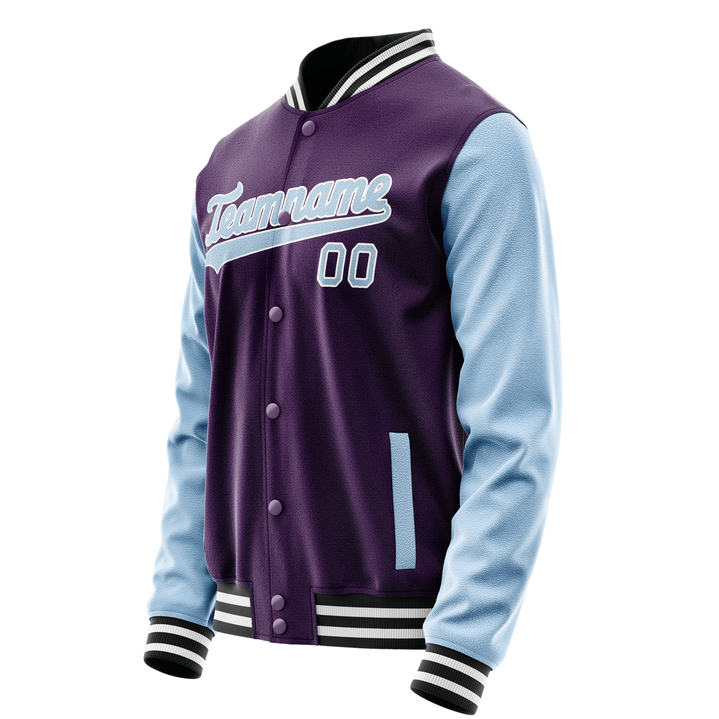Custom Purple Light-Blue Solid Color Varsity Letterman Jacket