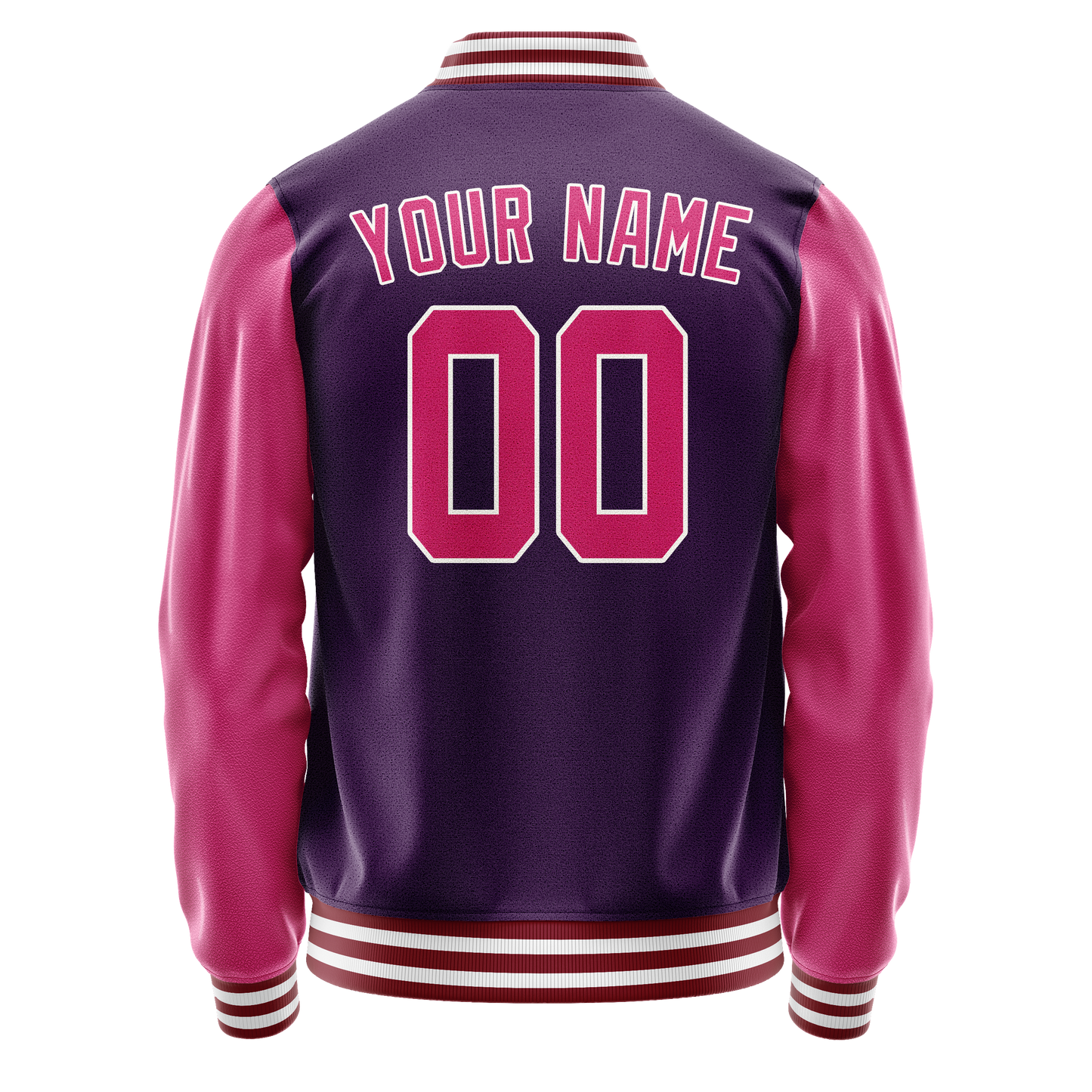 Custom Purple Pink Solid Color Varsity Letterman Jacket