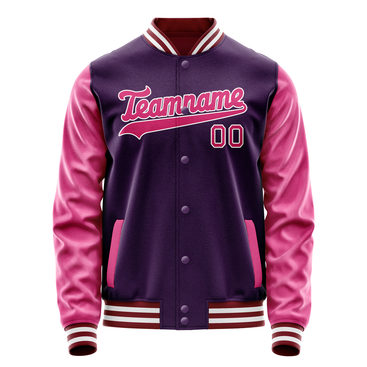 Custom Purple Pink Solid Color Varsity Letterman Jacket