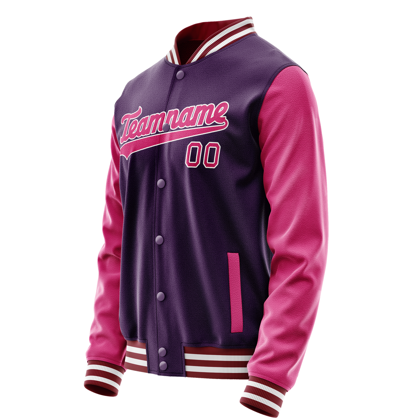 Custom Purple Pink Solid Color Varsity Letterman Jacket