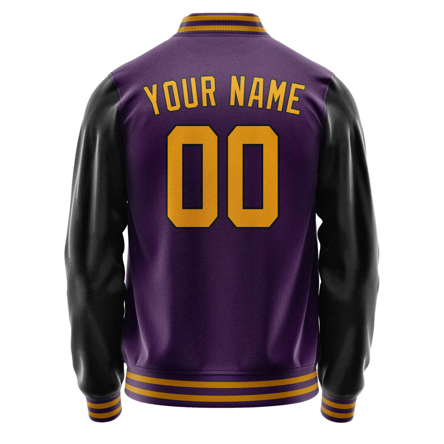 Custom Purple Black Solid Color Varsity Letterman Jacket