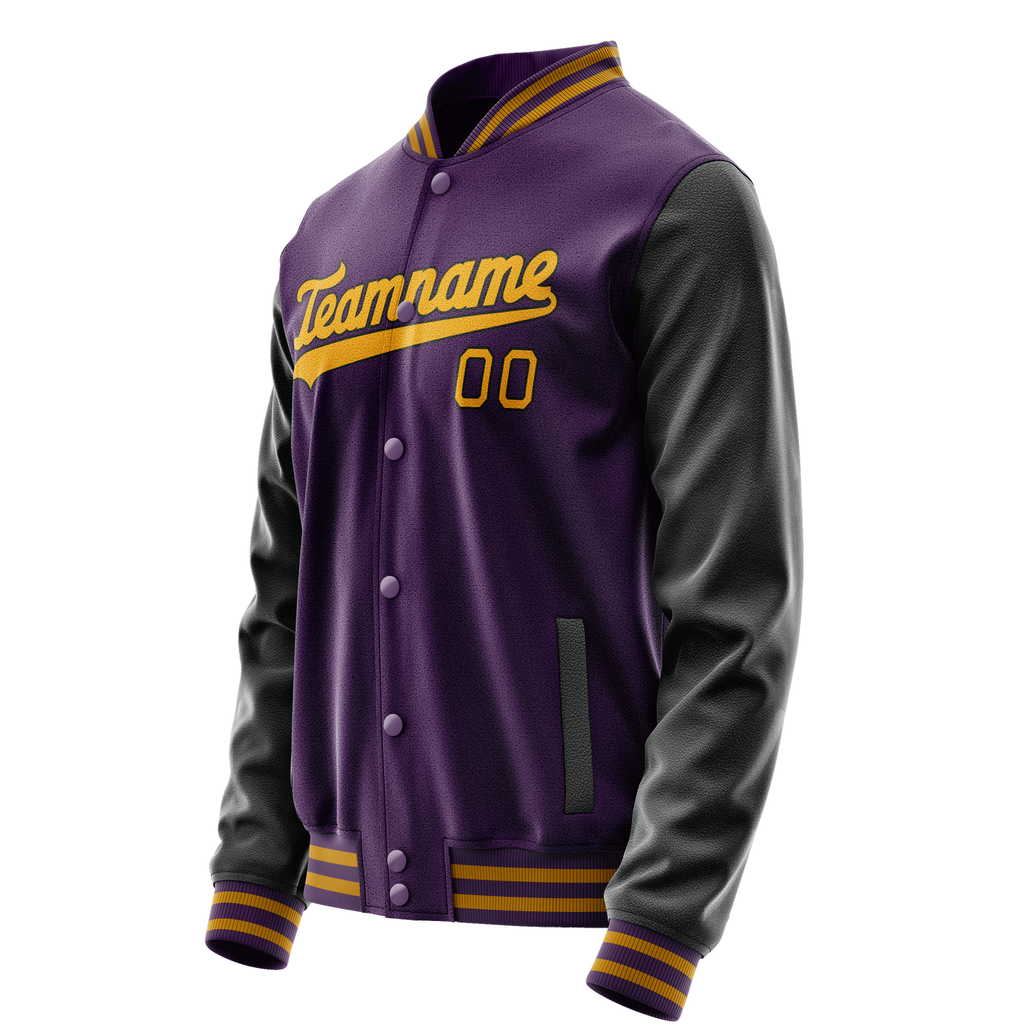 Custom Purple Black Solid Color Varsity Letterman Jacket