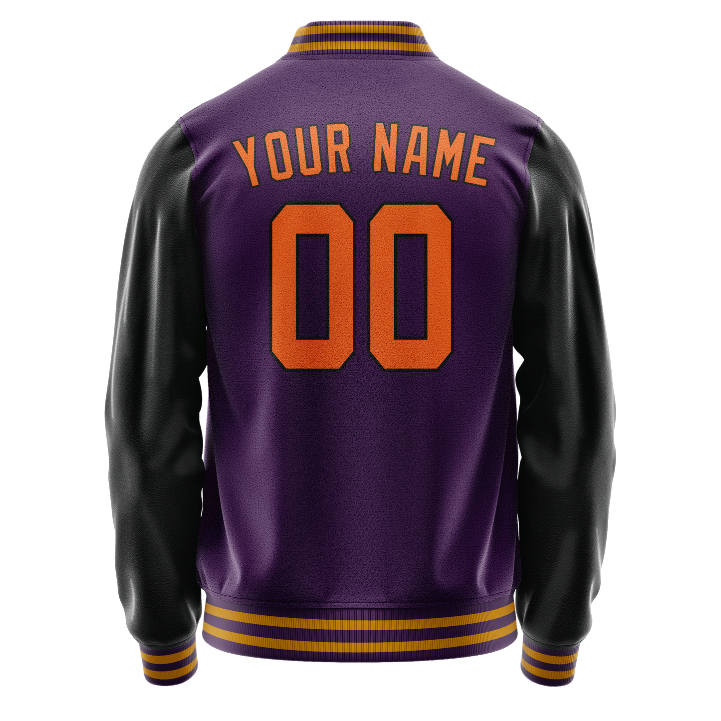 Custom Purple Black Solid Color Varsity Letterman Jacket