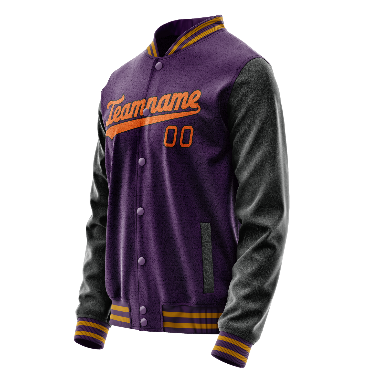 Custom Purple Black Solid Color Varsity Letterman Jacket