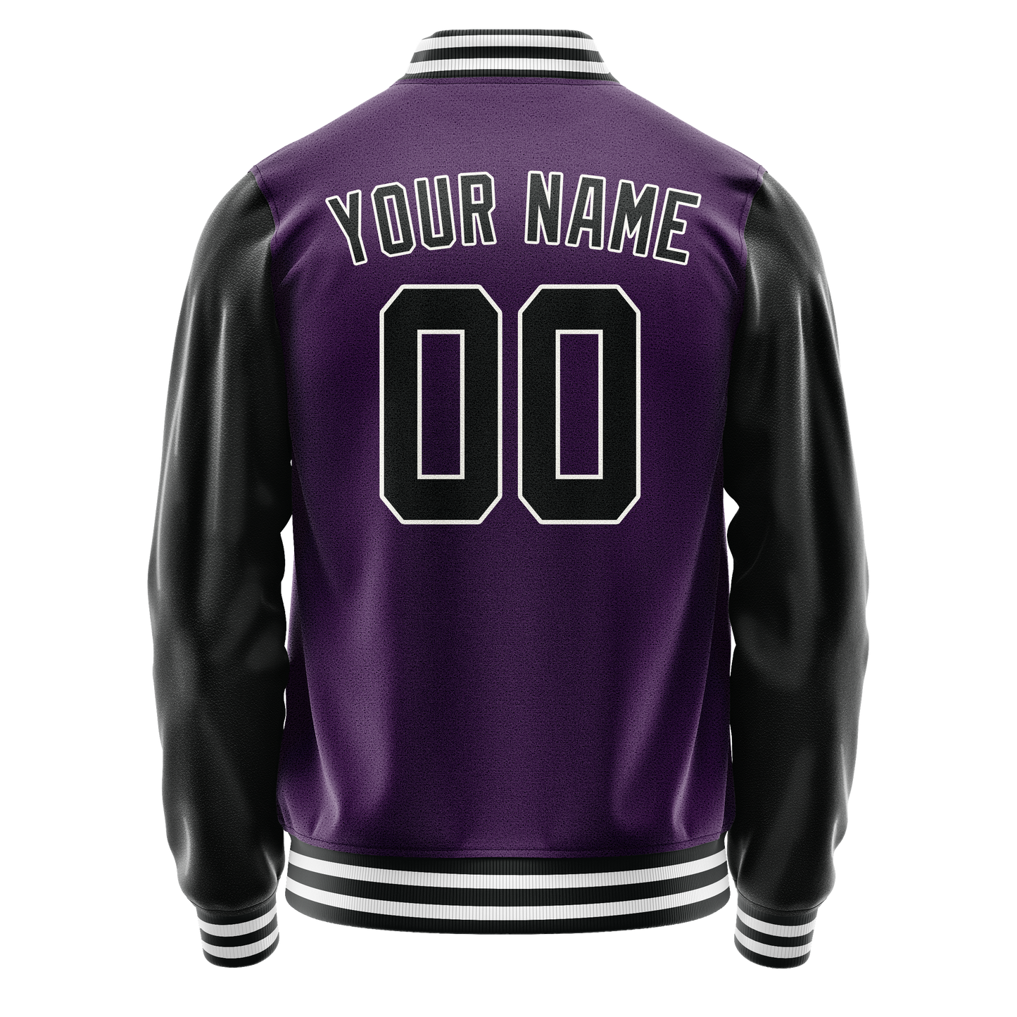 Custom Purple Black Solid Color Varsity Letterman Jacket