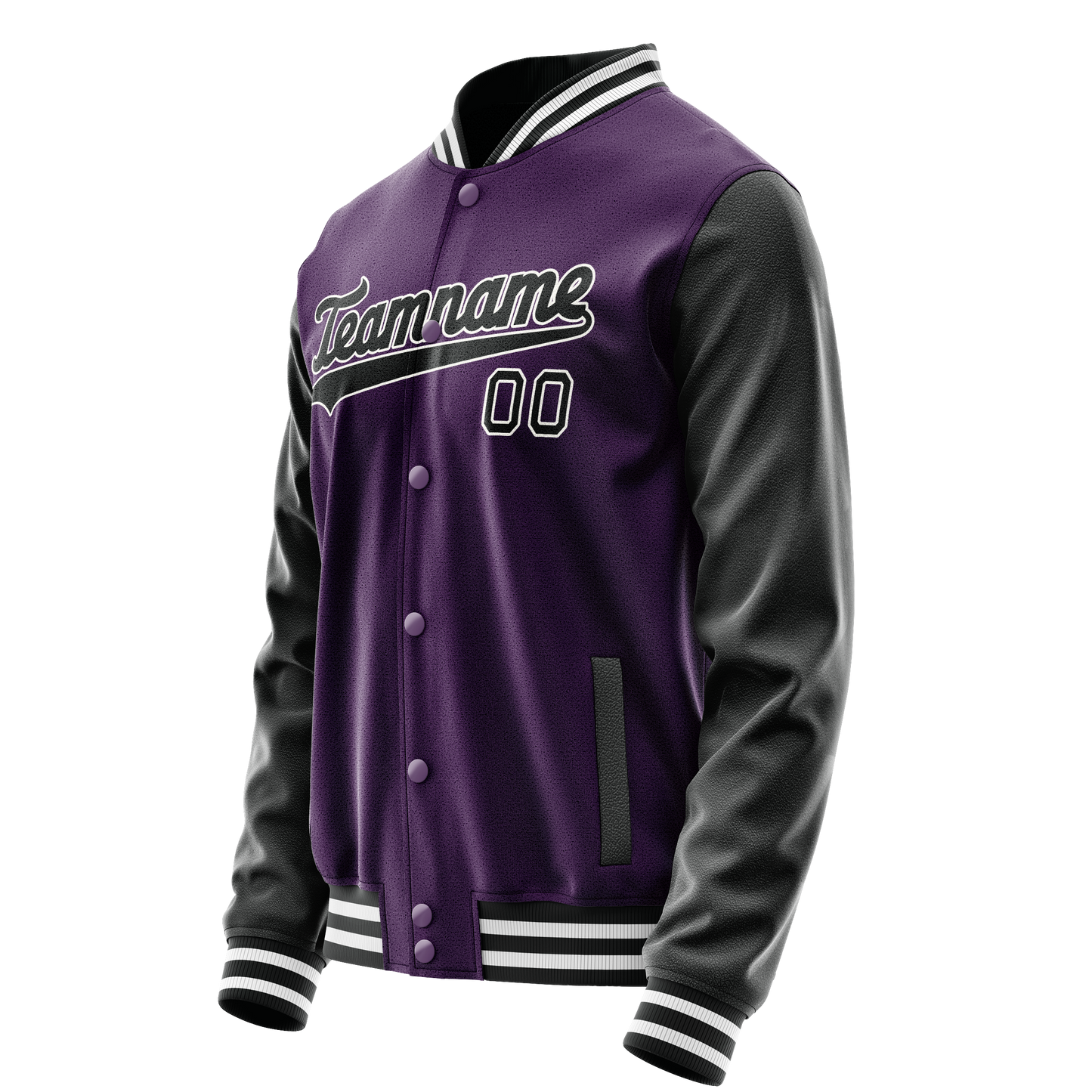 Custom Purple Black Solid Color Varsity Letterman Jacket
