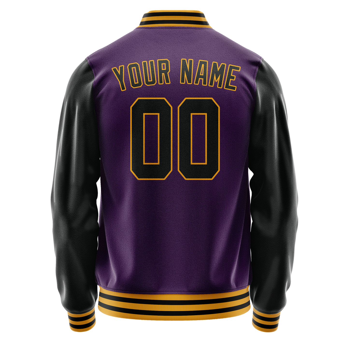 Custom Purple Black Solid Color Varsity Letterman Jacket