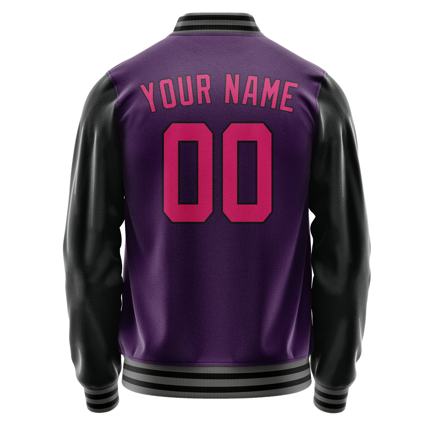 Custom Purple Pink Solid Color Varsity Letterman Jacket