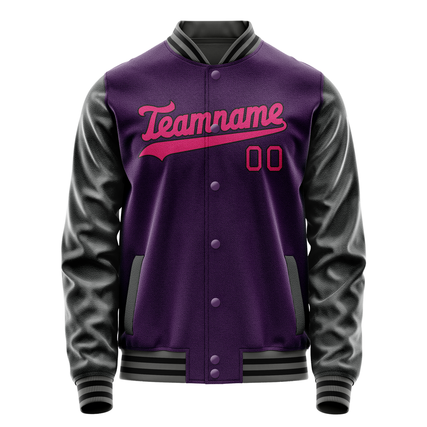 Custom Purple Pink Solid Color Varsity Letterman Jacket