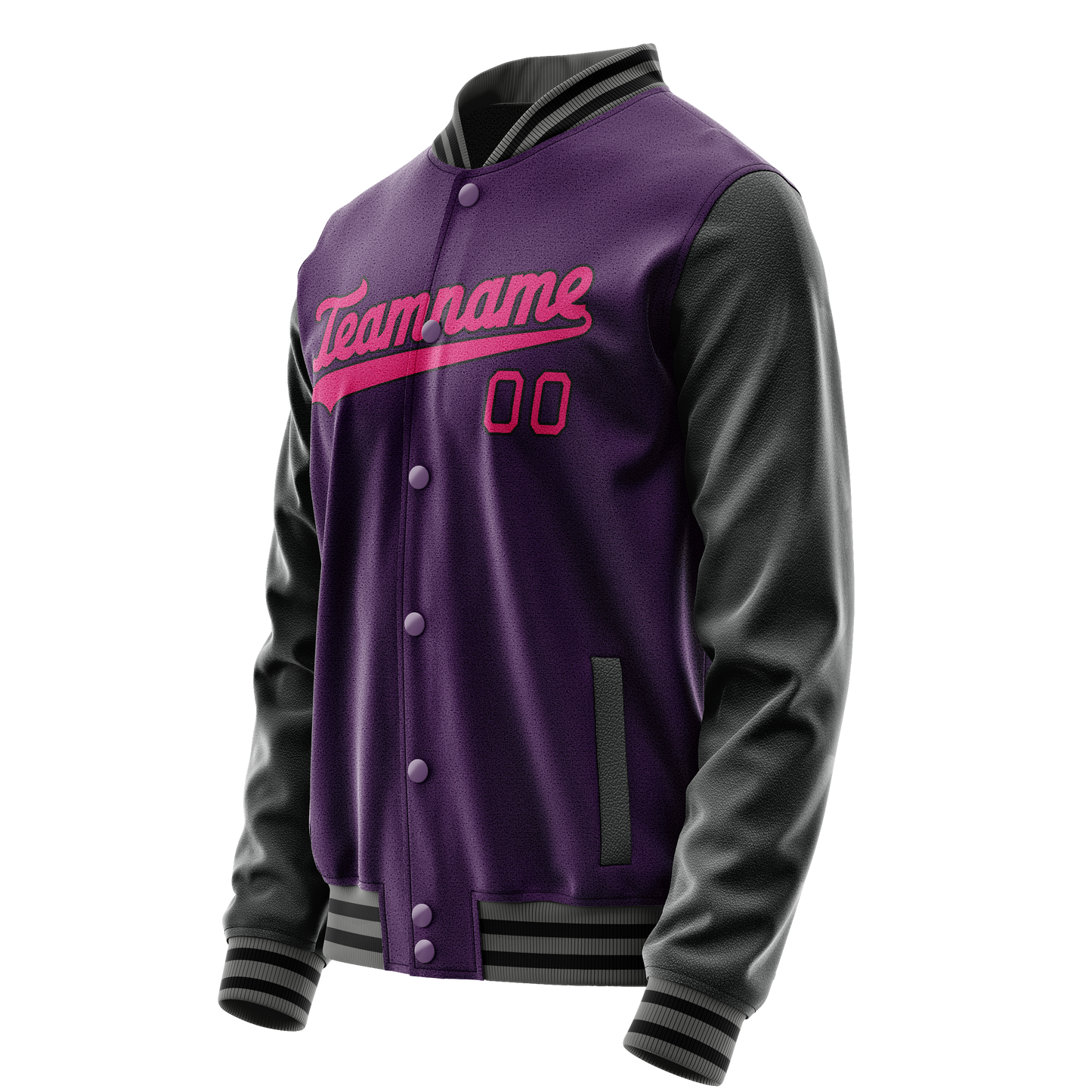 Custom Purple Pink Solid Color Varsity Letterman Jacket