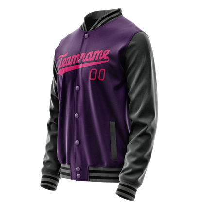 Custom Purple Pink Solid Color Varsity Letterman Jacket