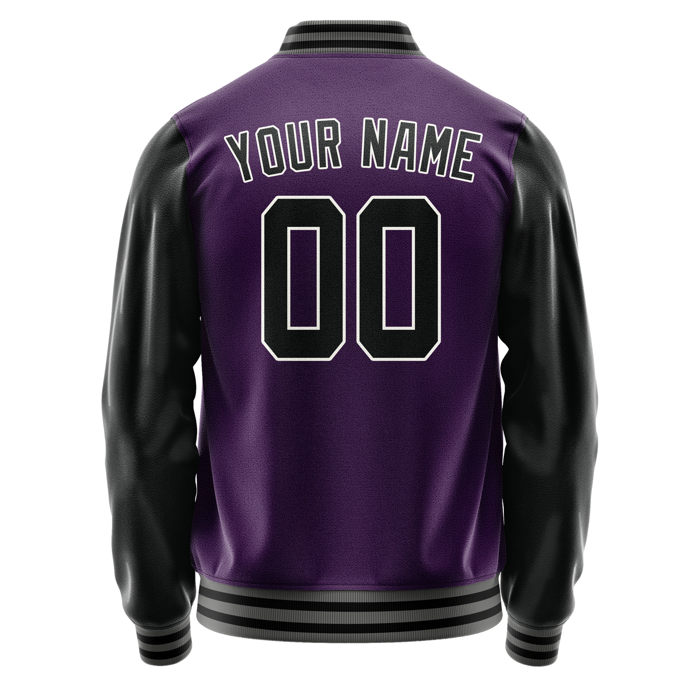 Custom Purple Black Solid Color Varsity Letterman Jacket