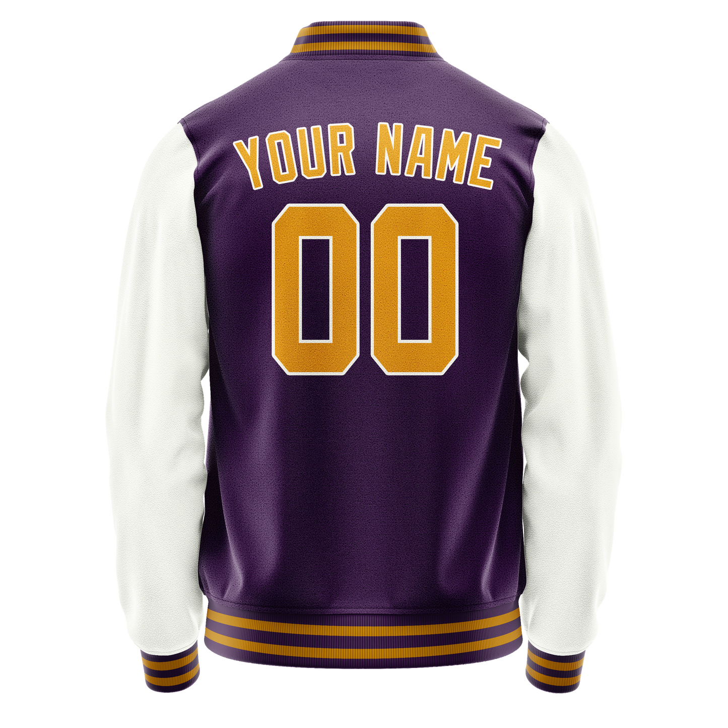 Custom Purple White Solid Color Varsity Letterman Jacket