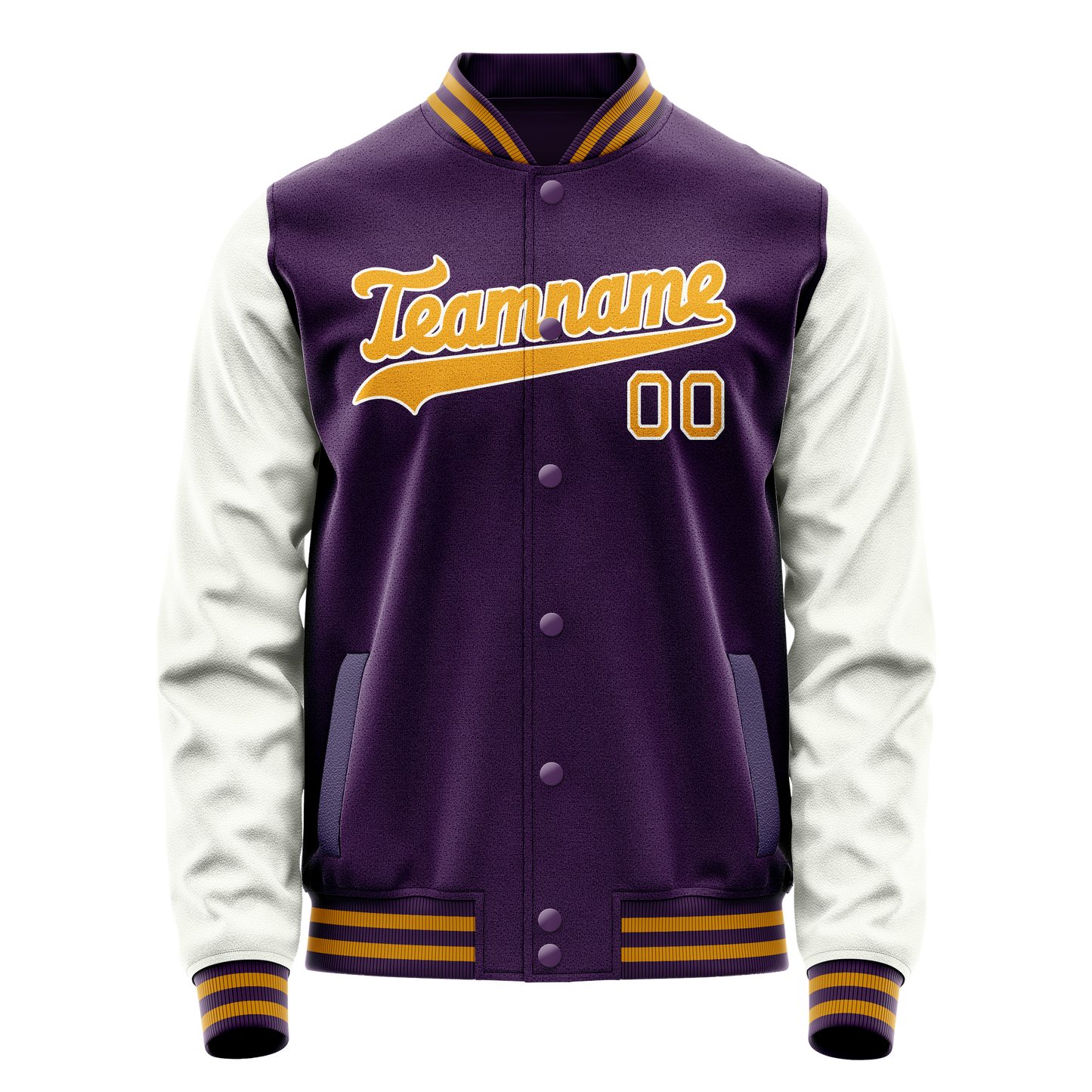 Custom Purple White Solid Color Varsity Letterman Jacket