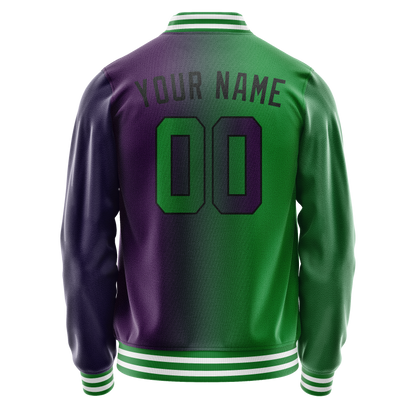 Custom Purple Kelly-Green Gradient Varsity Letterman Jacket