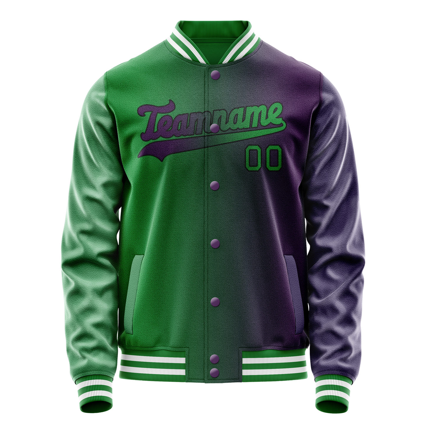 Custom Purple Kelly-Green Gradient Varsity Letterman Jacket