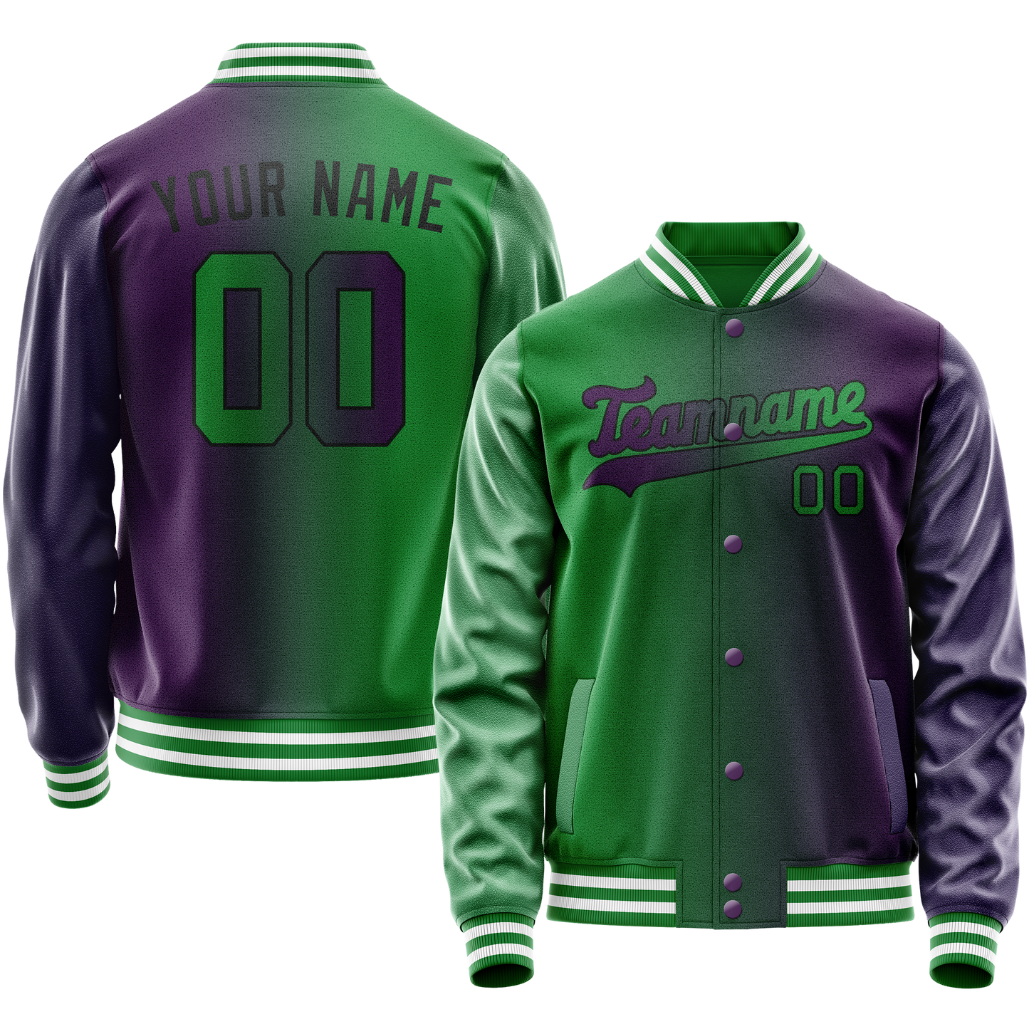 Custom Purple Kelly-Green Gradient Varsity Letterman Jacket
