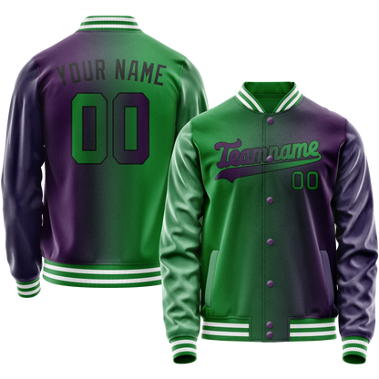 Custom Purple Kelly-Green Gradient Varsity Letterman Jacket