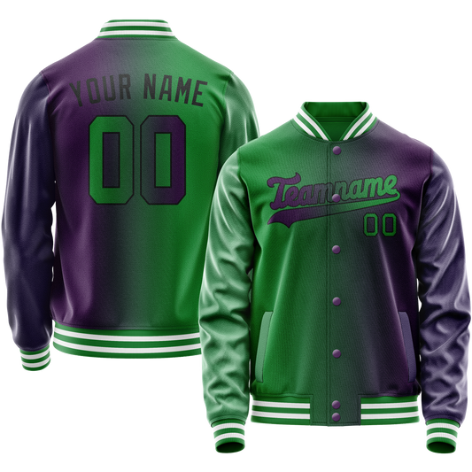 Custom Purple Kelly-Green Gradient Varsity Letterman Jacket