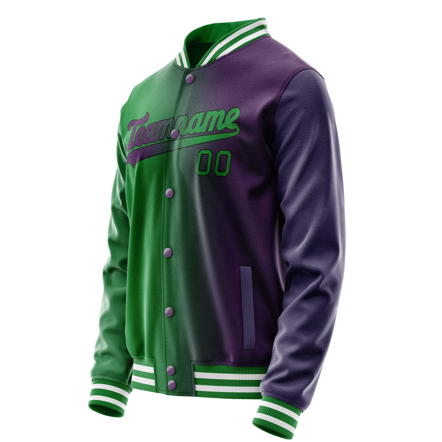 Custom Purple Kelly-Green Gradient Varsity Letterman Jacket