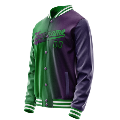 Custom Purple Kelly-Green Gradient Varsity Letterman Jacket