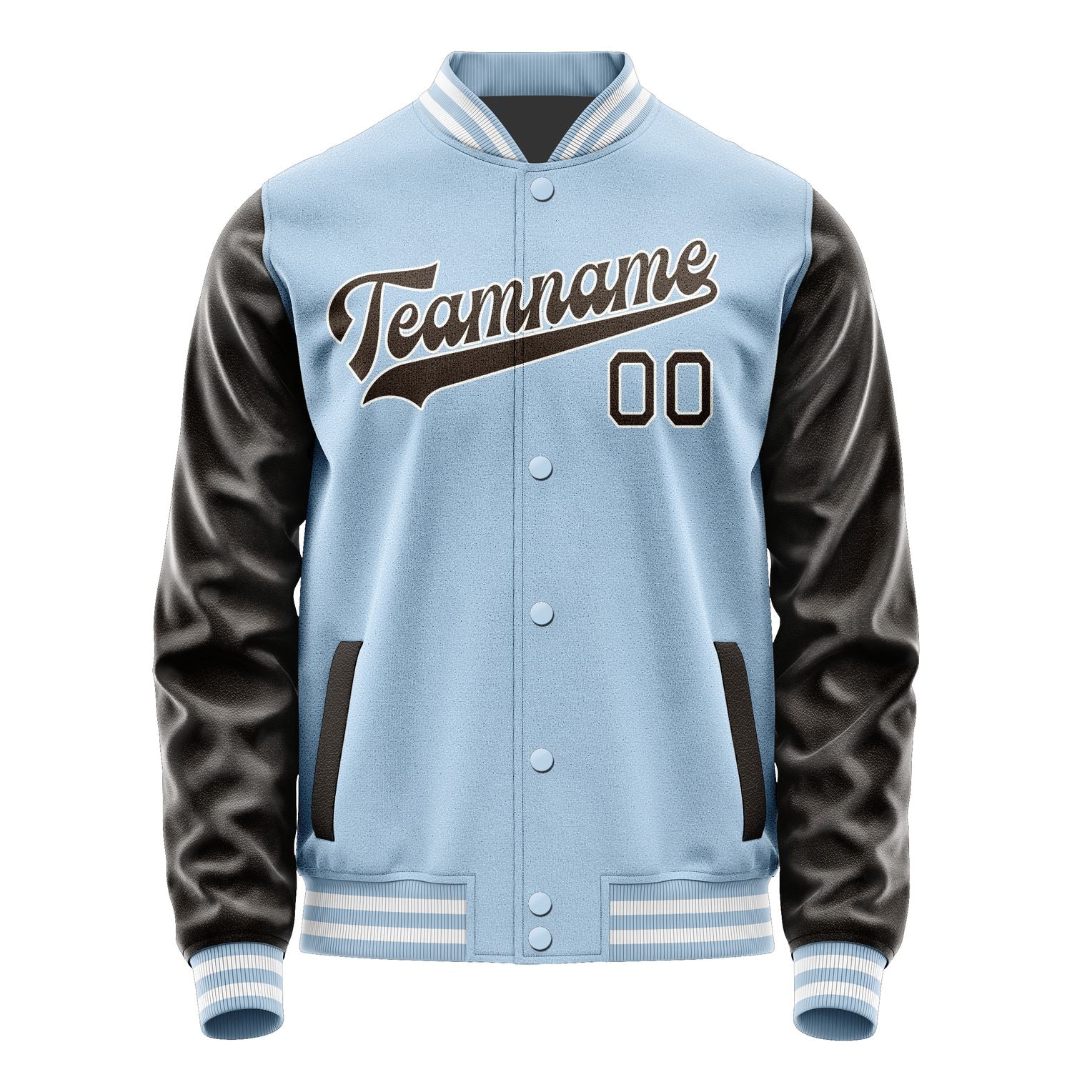 Custom Light Blue Brown Jacket JA0808010818B31801