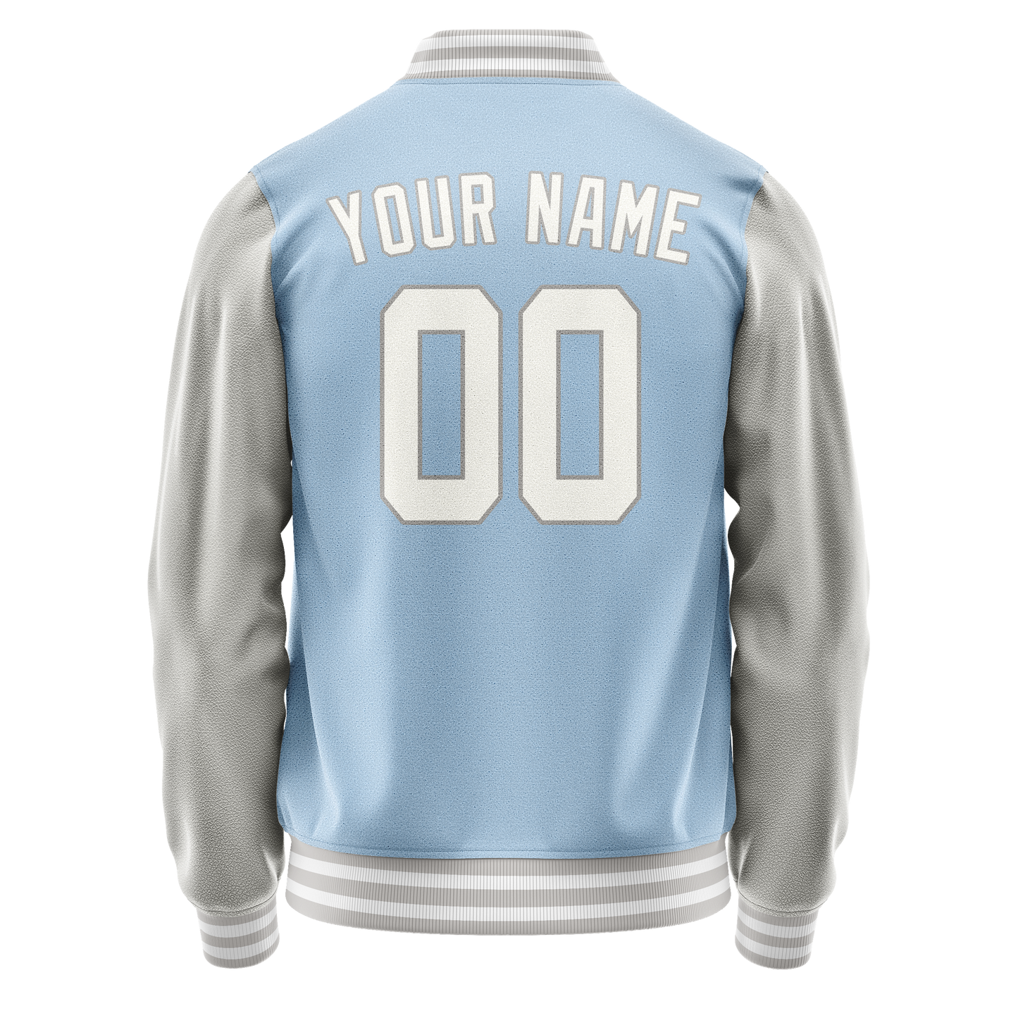 Custom Light-Blue Gray Solid Color Varsity Letterman Jacket