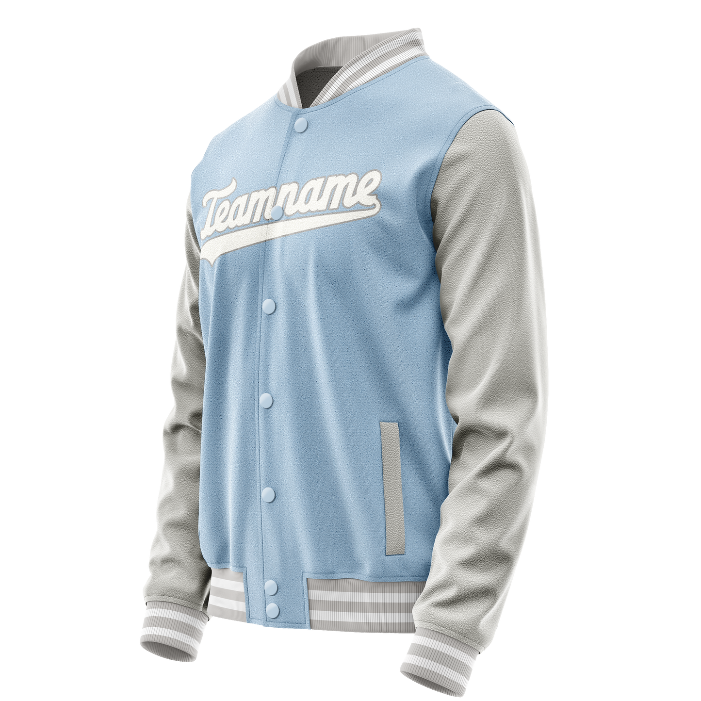 Custom Light-Blue Gray Solid Color Varsity Letterman Jacket