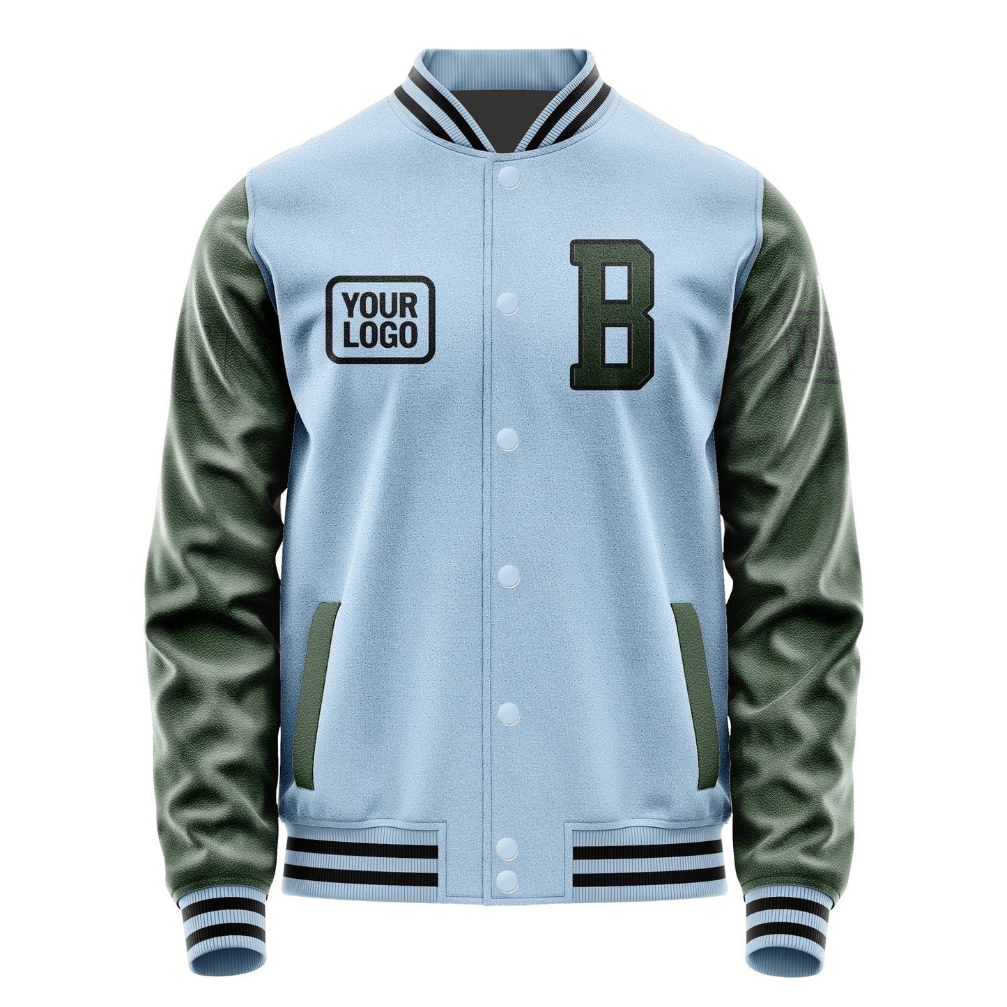 Custom Light Blue Dark Green Jacket JA080806081717060617