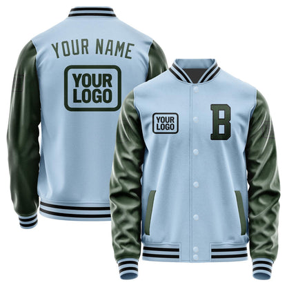 Custom Light Blue Dark Green Jacket JA080806081717060617