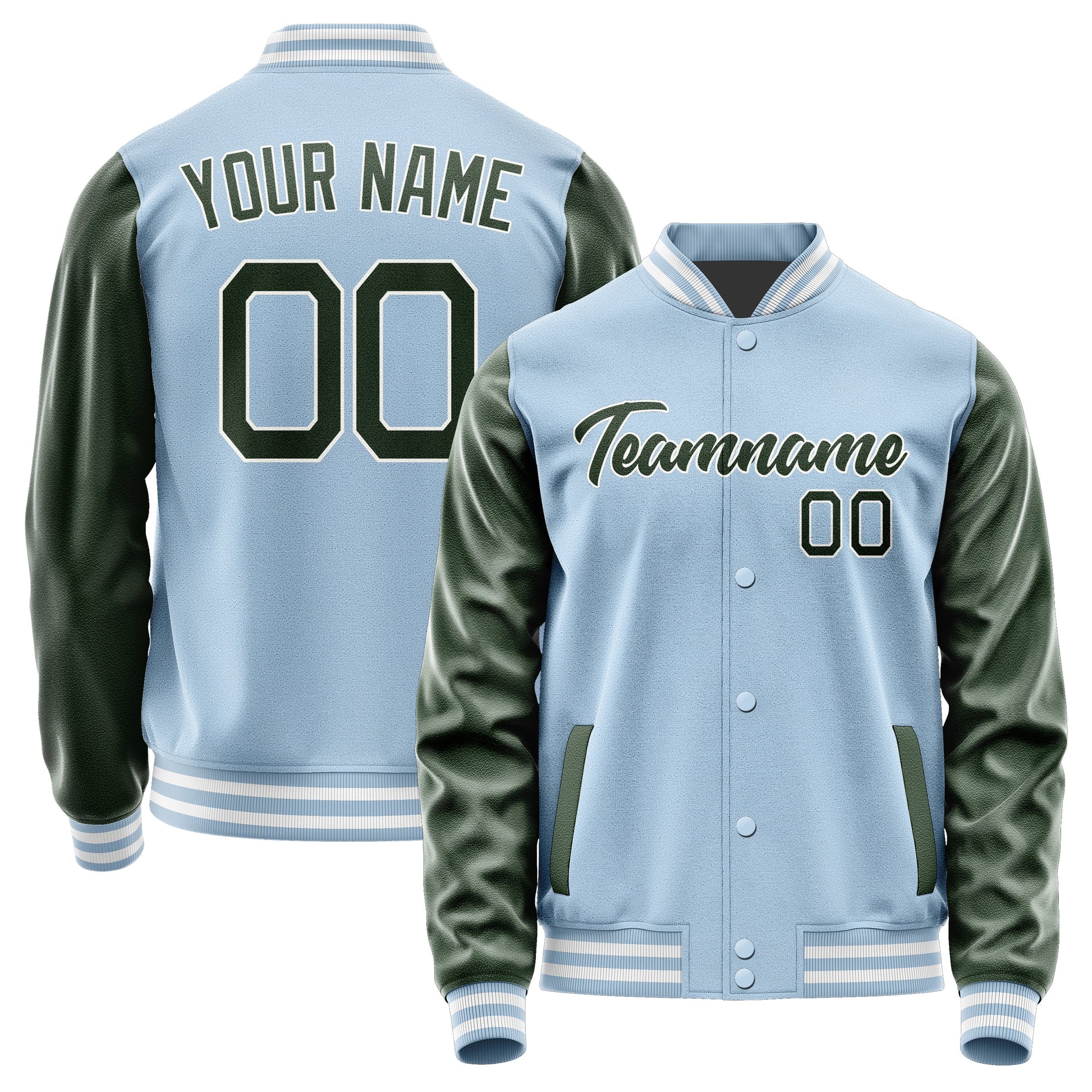 Custom Light Blue Dark Green Jacket JA0808060818B21806