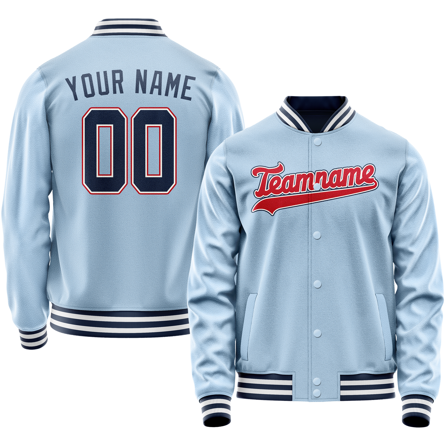 Custom Light-Blue Royal Solid Color Varsity Letterman Jacket