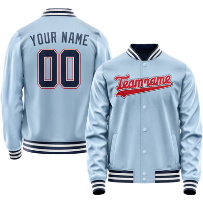 Custom Light-Blue Royal Solid Color Varsity Letterman Jacket