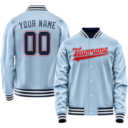 Custom Light-Blue Royal Solid Color Varsity Letterman Jacket