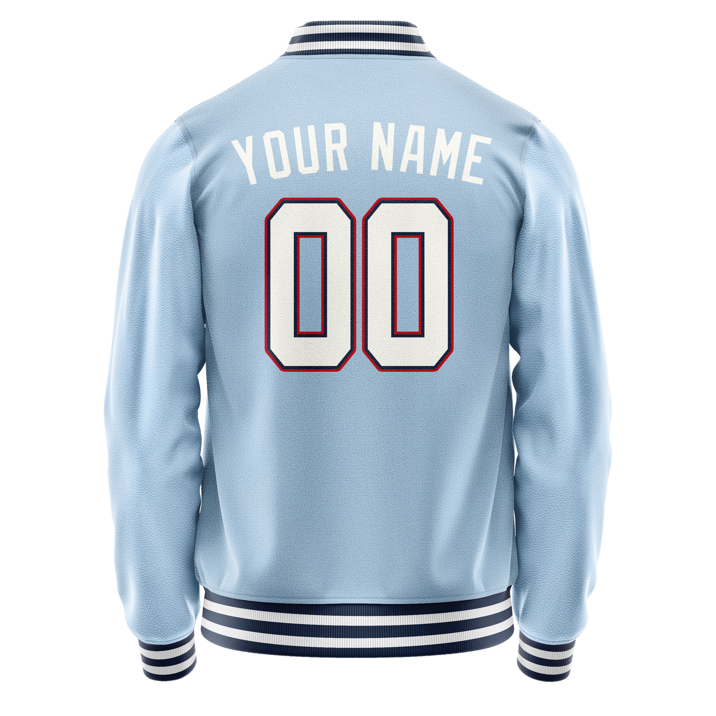 Custom Light-Blue White Solid Color Varsity Letterman Jacket