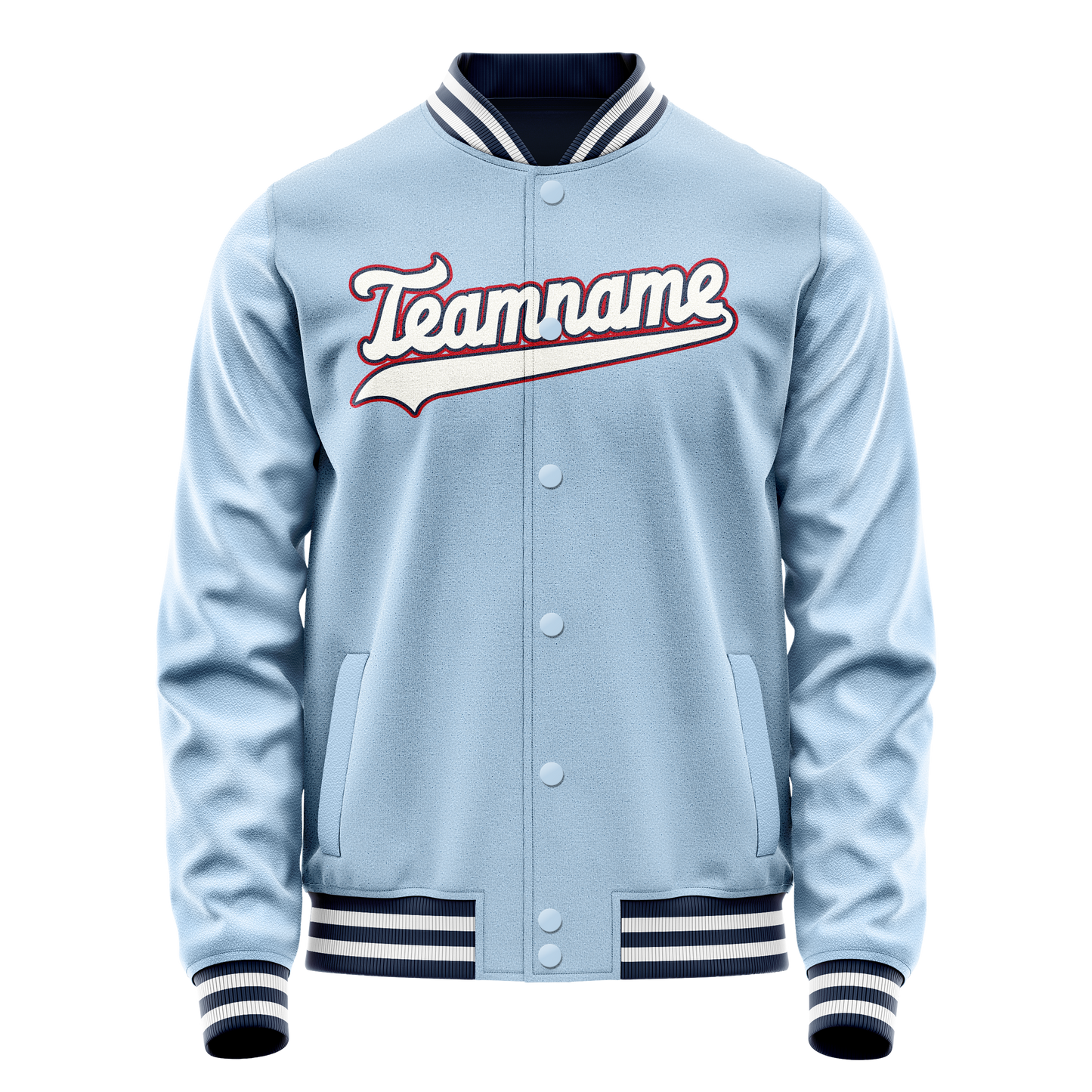 Custom Light-Blue White Solid Color Varsity Letterman Jacket