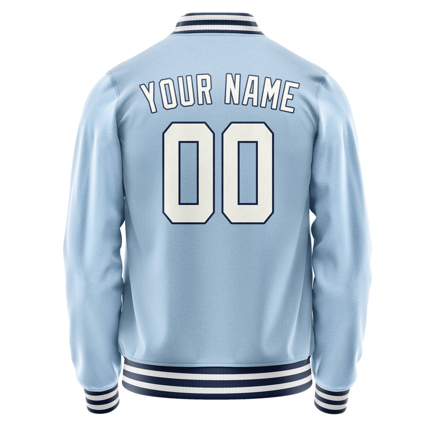 Custom Light-Blue White Solid Color Varsity Letterman Jacket