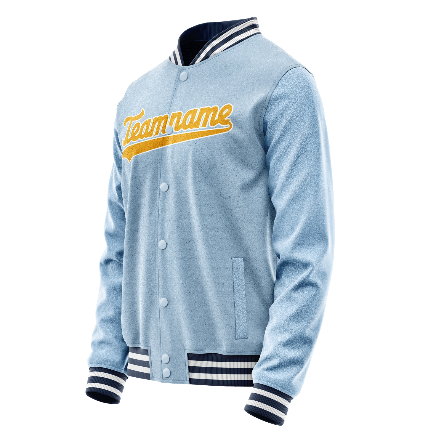 Custom Light-Blue Gold Solid Color Varsity Letterman Jacket