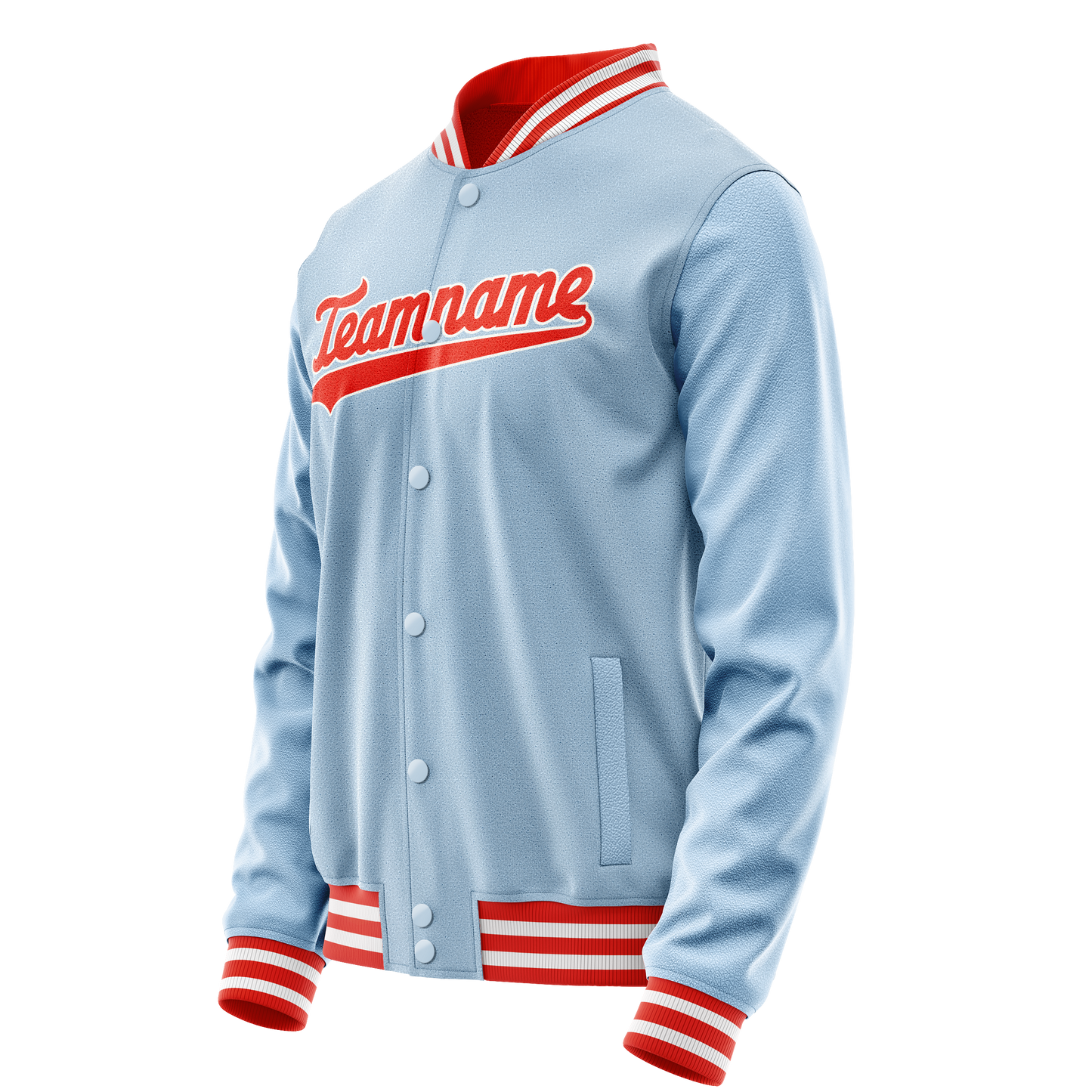 Custom Light-Blue Orange Solid Color Varsity Letterman Jacket