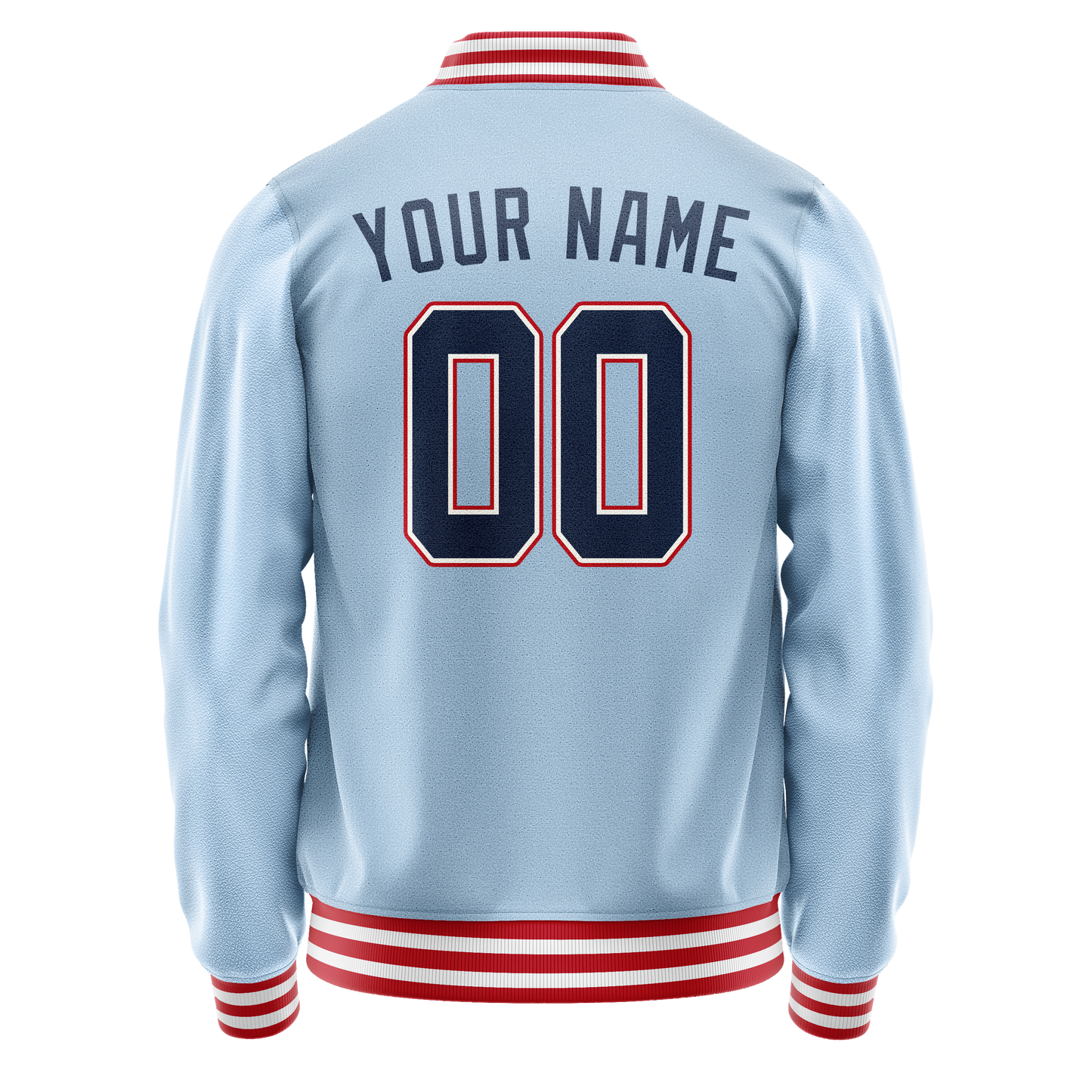 Custom Light-Blue Red Solid Color Varsity Letterman Jacket