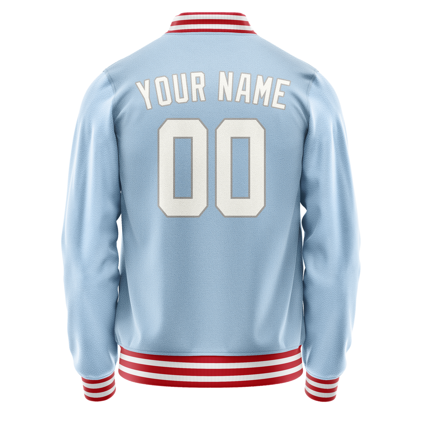 Custom Light-Blue White Solid Color Varsity Letterman Jacket