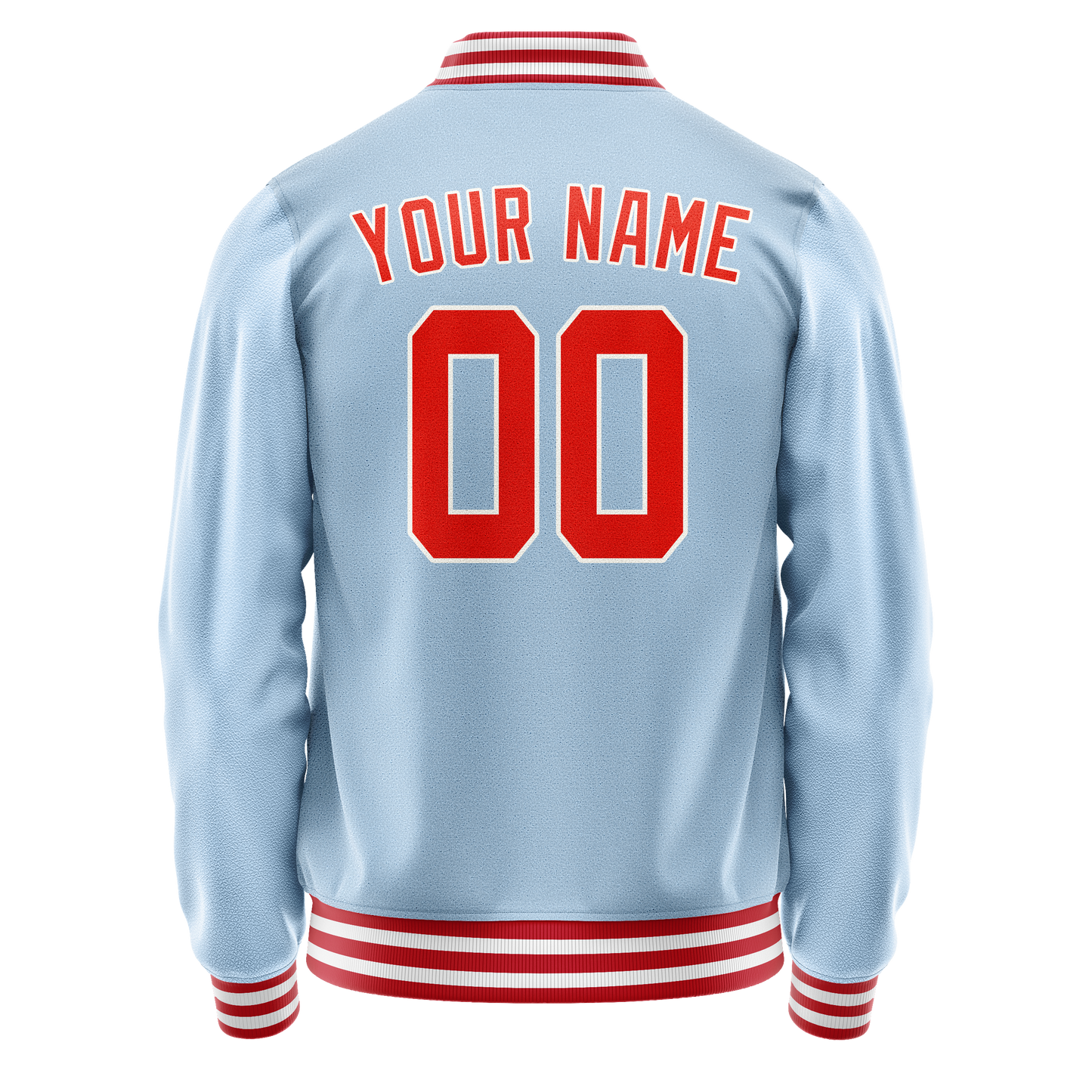 Custom Light-Blue Orange Solid Color Varsity Letterman Jacket